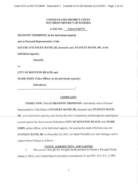 Stanley Davis III Lawsuit | PDF