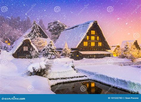 Japanese Winter Village stock image. Image of cityscape - 101532783