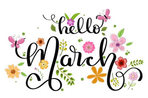 March Hello : Hello March Word Lettering Royalty Free Vector Image ...