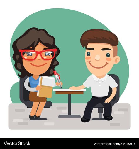 Cartoon journalist interviews a man Royalty Free Vector