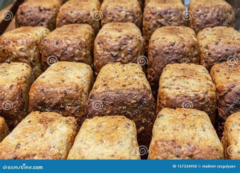 Bakery in the Supermarket. Bread on the Counter in the Store Stock ...