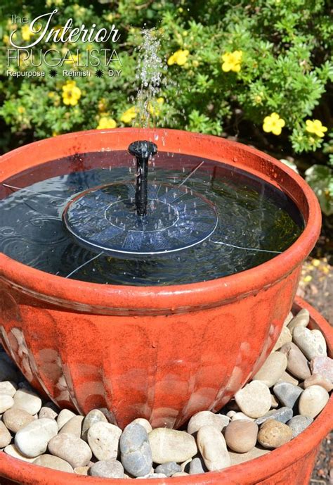 Plant Pot Water Fountain Solar Pump Wire Center Supports | The Interior Frugalista | Diy garden ...