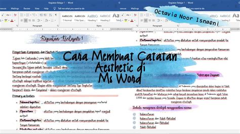 Cara Membuat Catatan Aesthetic di Microsoft Word - YouTube