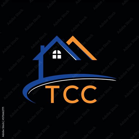 TCC house logo, letter logo. TCC blue image on black background and ...