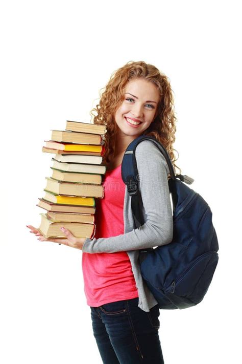 Beautiful Student Girl Holding Books Stock Images - Image: 27097204