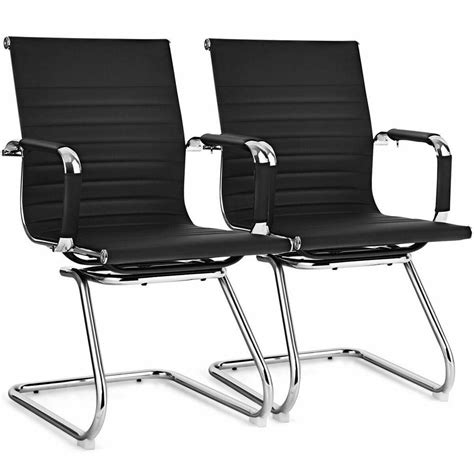 Costway Set of 2-Office Guest Chairs Waiting Room Chairs-HW65402BK-2 ...