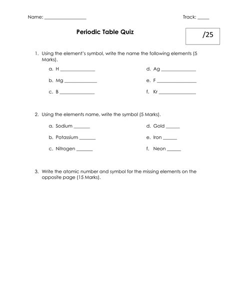 Periodic Table Of Elements Symbols And Names Quiz | Elcho Table