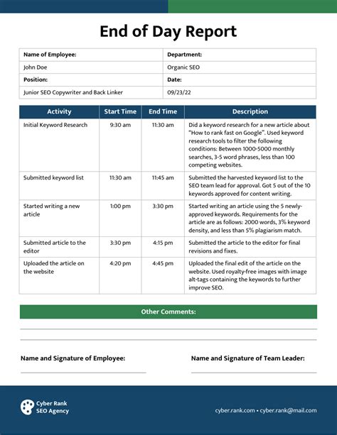 Eod Report Template