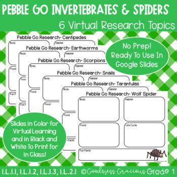 PebbleGo Invertebrates & Spiders Research- Digital/Printable Science Activities