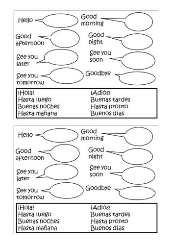 SPANISH GREETINGS WORKSHEET. | Teaching Resources