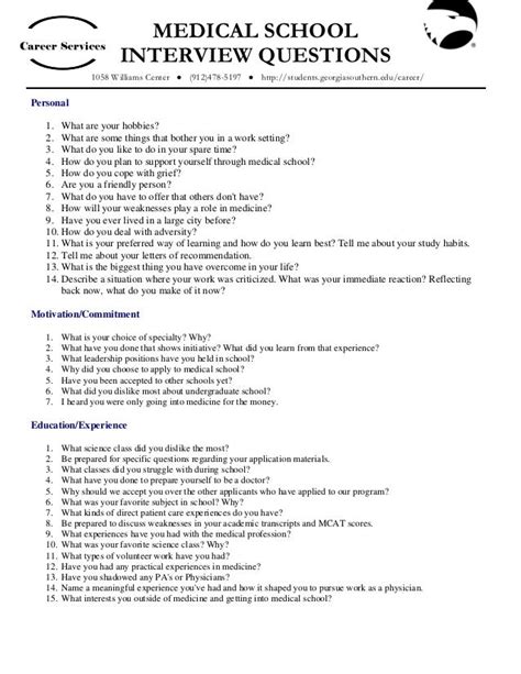 Medical school interview questions