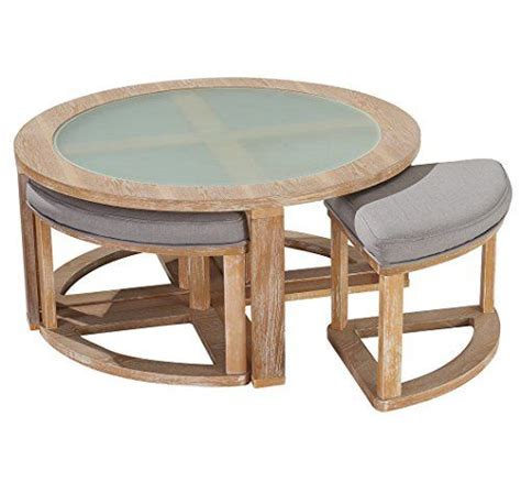 O&K Furniture Round Coffee Table with 4 Nesting Stools, C... https ...