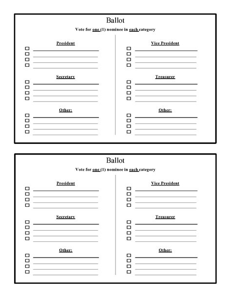 Printable Ballot Template