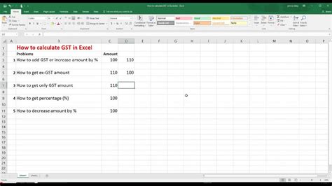 How to calculate gst in excel - learningaceto