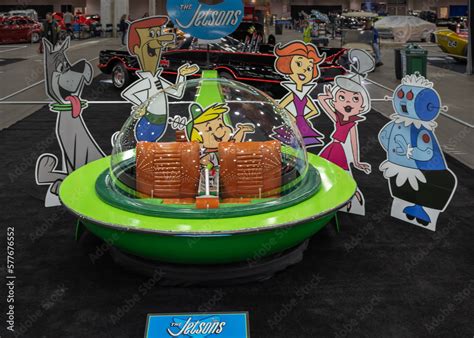 Foto Stock DETROIT, MI/USA - February 24, 2023: Famous Jetson's Flying Car (bubble top inspired ...