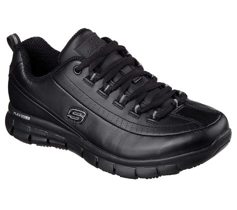 76550 Wide Width Black Skechers shoes Women Memory Foam Work Slip ...