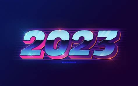 2023 Happy New Year, blue 3D digits, retro style, 2023 year, 4k ...