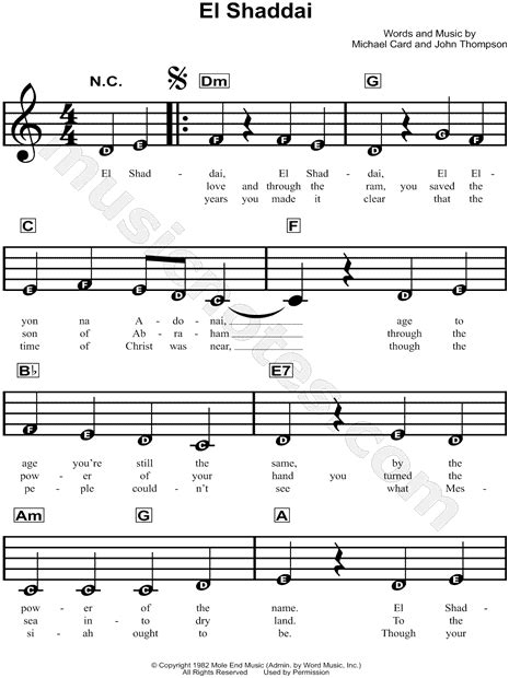 Amy Grant "El Shaddai" Sheet Music for Beginners in C Major - Download ...