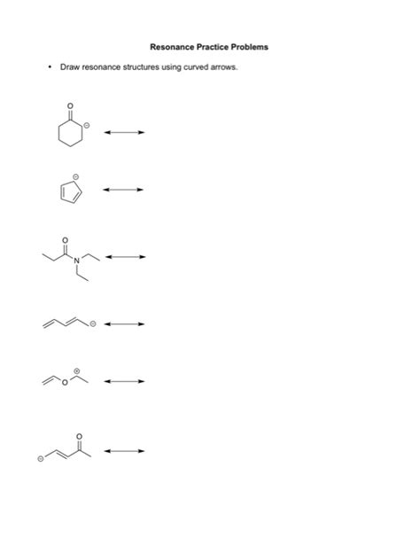 Solved Resonance Practice Problems Draw resonance structures | Chegg.com