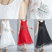 Italian white cotton blended clothes Omychic Runway Sleeveless embroidery long Summer Dresses ...
