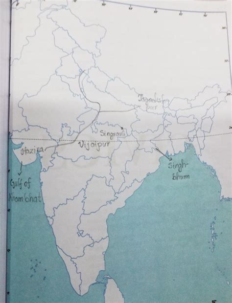 Show the following on the map ofIndia- (ii) Hazira Vijaypur Jagdishpur Pipeline; (ii) Singrauli ...