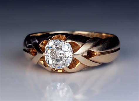 Antique 1 Carat Diamond Gold Men's Ring | Antique mens rings, Mens gold rings, Men diamond ring