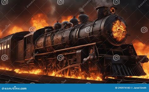 Steam Locomotive in the Fire Epic Long Hyperdetailed Train on Fire ...