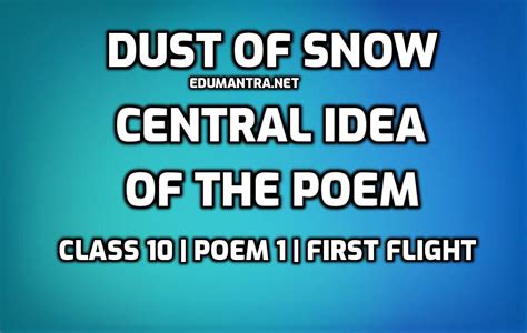 Dust of Snow Poem Central Idea | Class 10 | First Flight | Point wise | Detailed