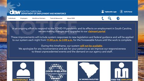 SC DEW makes changes to claimant portal, will have daily maintenance