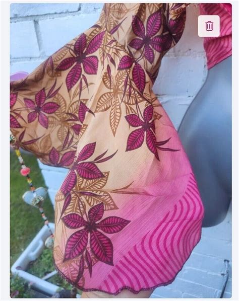 🧿Tie top wrap over kimono sleeve free 70s people hippy boho Recycled sari fabri | eBay