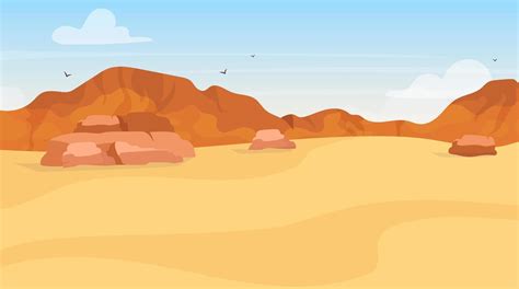 Download Dunes flat vector illustration. Sand desert exploration. Panoramic egyptian landscape ...