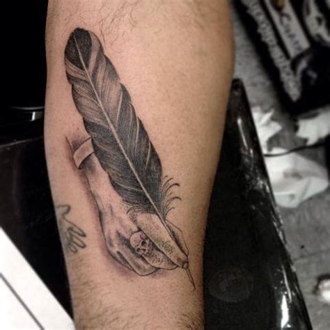 Quill tattoo located on the forearm, illustrative