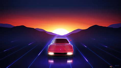 Ferrari Sports Car Sunrise 4K wallpaper download