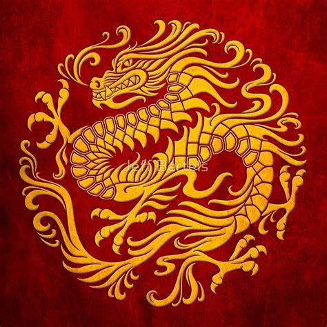 Traditional Yellow and Red Chinese Dragon Circle by JeffBartels | Red chinese dragon, Chinese ...