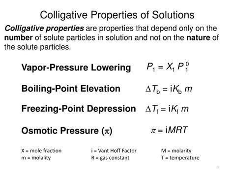 PPT - Colligative Properties of Solutions PowerPoint Presentation, free ...