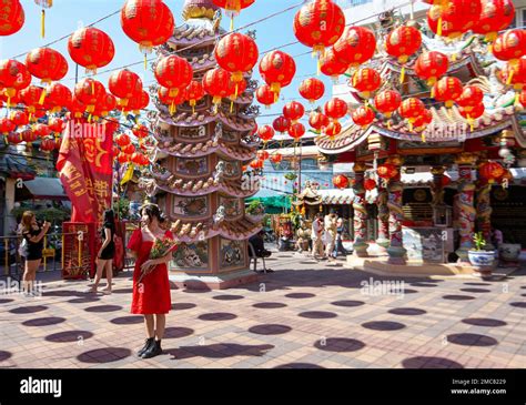 Chiang Mai, Thailand. 21st Jan, 2023. Women wearing Qipao dresses pose for a picture at Pung Tao ...