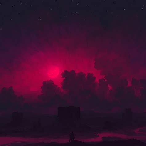 Digital Painting, Landscape, Night, Sky, Clouds Full HD Wallpaper