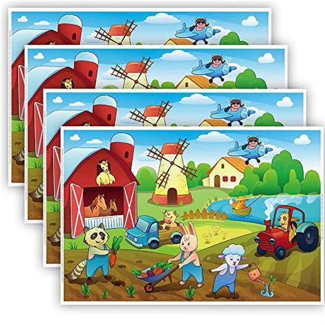 Farm Animals Disposable Placemats for Kids That Stick - Baby Eating Supplies, Toddler Placemat ...