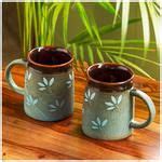 Buy ExclusiveLane Ceramic Coffee & Tea Mugs - Leaf Sips, Hand-Painted ...