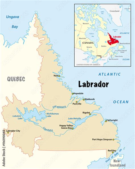 simple vector map of Labrador in Canada Stock Vector | Adobe Stock