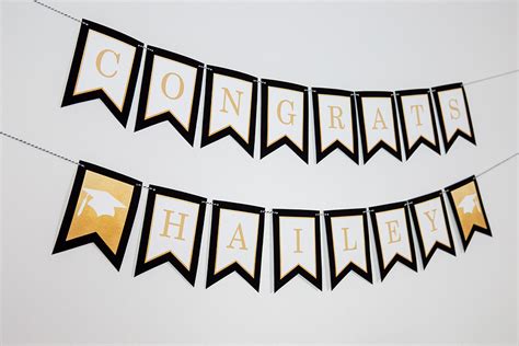 Black and Gold Graduation Banner - Printable Studio