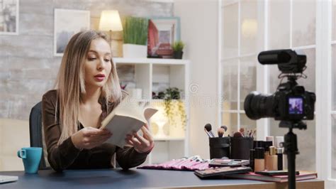 Beautiful Makeup Artist Recording Vlog for Followers Stock Photo ...