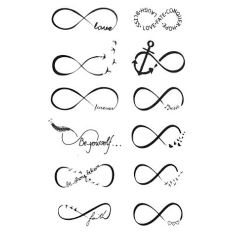 Buy Sheet of Realistic Infinity Symbol Temporary Transfer Tattoos With Love Quotes Birds and ...