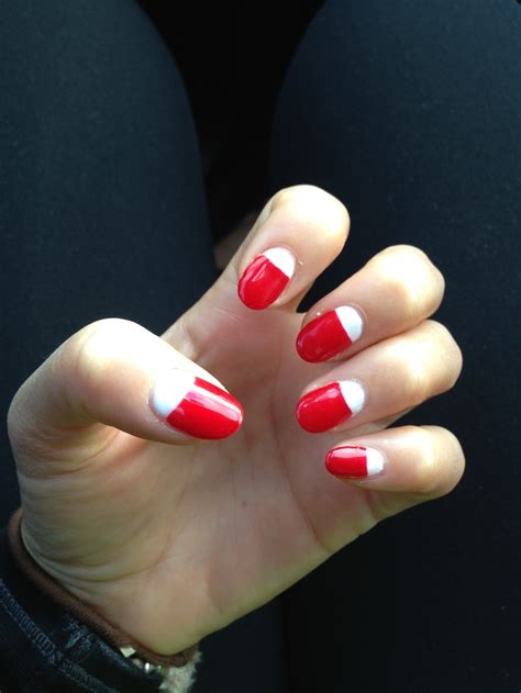 White Half Moon & Red Nails | Red nails, Nails, Prom nails