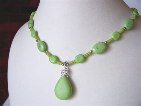 Fall SALE Green turquoise necklace green necklace pendant