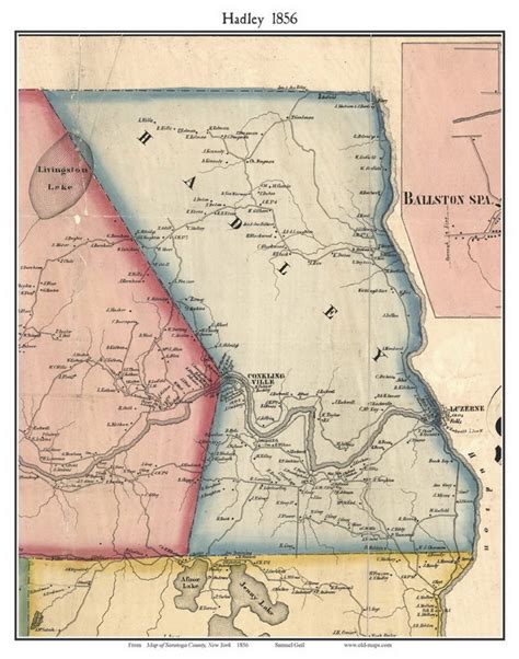 Hadley, New York 1856 Old Town Map Custom Print - Saratoga Co. - OLD MAPS