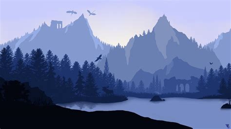 Minimalistic mystical mountains [1920 x 1080] – HD Wallpapers