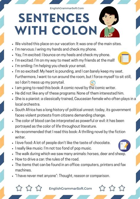 Sentences with Colon in them (40 Examples) - EnglishGrammarSoft