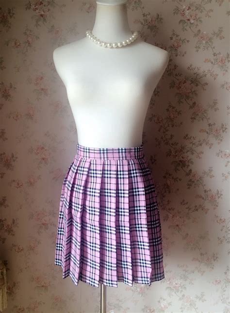 PINK Plaid Skirt Pleated Women Girl Mini Plaid Skirts Plus Size Pink Skirt - Women's Clothing