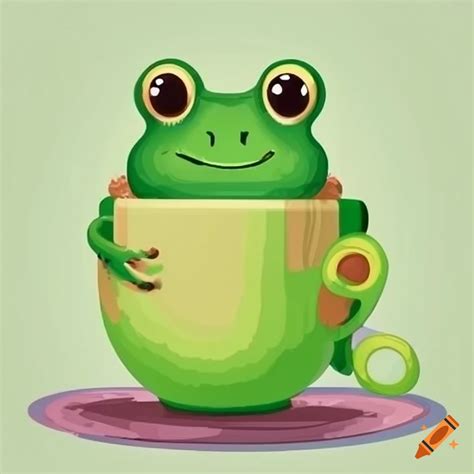 Vector art of a cute frog made from coffee cups on Craiyon
